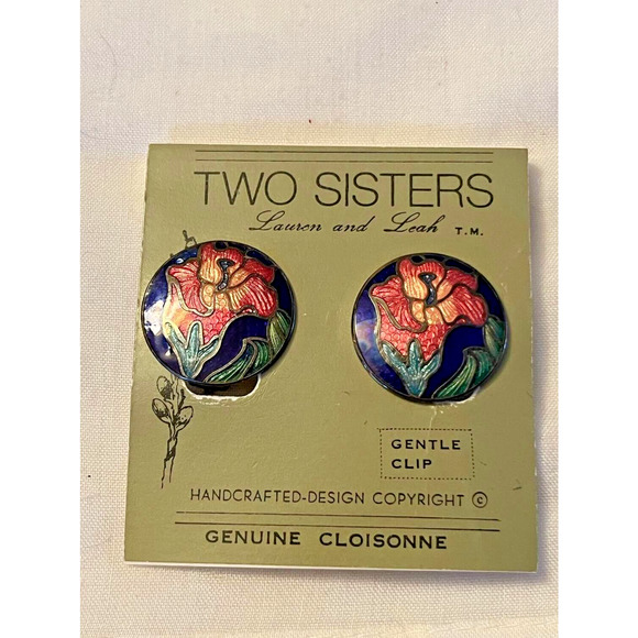 Unbranded Jewelry - VTG Cloisonné Enamel Dome Button Clip On Earrings Cobalt-Pink-Gold 1”